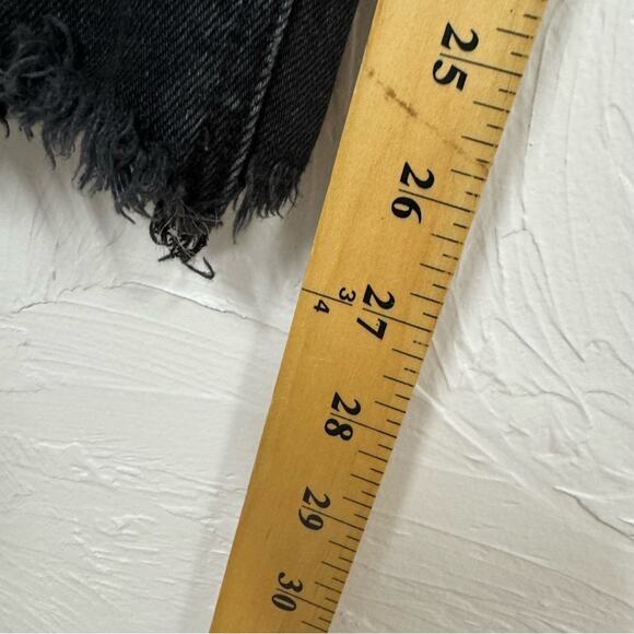 Denim Forum Black The Yoko High Rise Slim Fit Jeans 24 Raw Hem Button Fly Casual - Picture 8 of 14